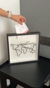 Shadow Box Picture Frame with Top Slot - Display Tickets/Memories Photo Frame for Travel Keepsakes & Souvenirs Collection