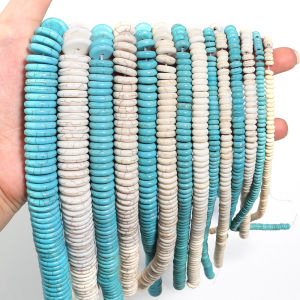 Blue/White Turquoises Loose Spacer Round shape Loose Beads 15" Strand 4/6/8/10/12/16MM DIY Charm Beads Jewelry Making