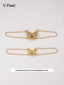 หัวเข็มขัดแม่เหล็ก 18K ชุบทอง โซ่ความปลอดภัย หัวเข็มขัดแบบปลอมตกหล่น สร้อยข้อมือทำมือ อุปกรณ์เครื่องประดับ หัวเข็มขัด