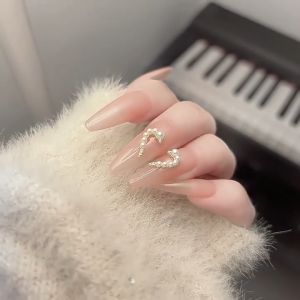 Nail Art Love Alloy Jewelry Diamond Pearl Nail Decoration Nail Accesories Manicure 网红美甲饰品左右对称半边爱心合金超闪水钻珍珠指甲装饰指甲贴片