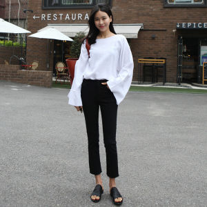 Quần Jean Denim Cotton Màu Sáng Cao Cấp Cho Nữ Mùa Hè Mỏng Phần Đến Mắt Cá Chân-Chiều Dài Quần Ống Suông