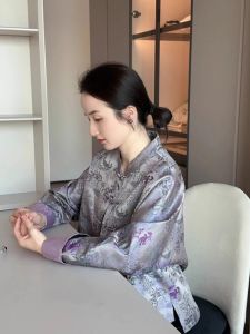 HARSIDE Chinese Retro National Style Unique Collar Button Jacket Reformed Tang Costume Top Elegant Autumn Outerwear Long Sleeve