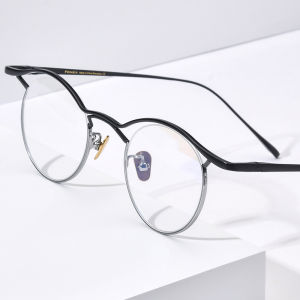 FONEX Titanium Glasses Frame Women Brand Design Semi-Rimless Vintage Retro Round Eyeglasses Men Half-Rim Japanese High-Quality Ultralight Custom Optical Eyewear MF001