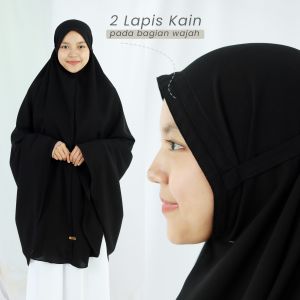 Khimar Aufha Jetblack M/L/XL/XXL 3 Stick Tali By Yufina