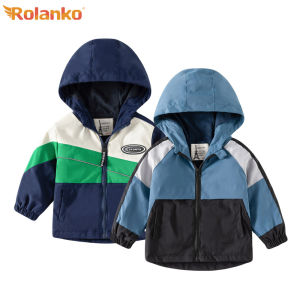 Rolanko Kids Baby Boys Windbreaker Jacket Hooded Zipper Casual Coat Outerwear Children Autumn Winter Clothing Fleece Thicken Hoodie Warm Jacket 2-7 Years