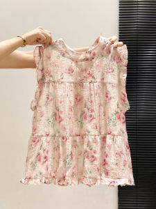 LUOSHAO | Floral Pink Sleeveless Blouse Loose Fit Summer