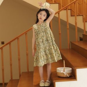 Girls Dress Vintage Upscale Girls Floral Dress Summer Beach Sundress 0174