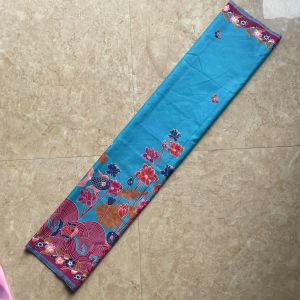 Southeast Asian Traditional National Myanmar Dai Ethnicity Sarong Half Skirt Seductive Floral Print A-Line Midi Skirt Polyester Fabric