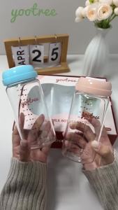 yootree Glass Breast Milk Storage Bottle 3pcs 300ml Breast Milk Storage Bottle Gift Set BPA-free Glass Material Vacuum sealed design retains breast milk nutrients