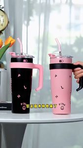 CylRedbat 1200mL กระติกน้ำร้อนพกพา เย็นได้ 24h กระบอกและหูจับ สแตนเลสเกรด304 BLACKPINK