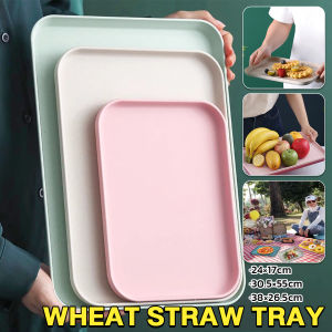YoPo 3 Colors Wheat Straw Tray Unbreakable Lightweight Dinner Dishes for Restaurant Kitchen School Lunch