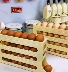 🔥Hot Sale🔥SG Ready Stock🔥Egg Storage Box | Space-Saving 4-Layer Organizer | Automatic Rolling Design | Convenient & Practical