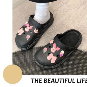 NQshop Sale รองเท้าแตะหัวโตผู้หญิง นอนหนึ่งที่รองเท้าแฟชั่น มาพร้อม ชุดแฟชั่นสองสี คุณสามารถทำงานได้ง่าย สวยคนสาวๆ คู่ด้านชมพื้นนูมน้ำมากใส สวยขนาดที่สนับสนุน