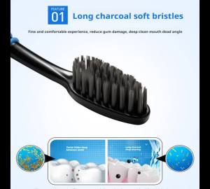 10/20pcs Personal Environmental Bamboo Charcoal Toothbrush Oral Health Low Carbon Medium Soft Bristle Wooden Handle Toothbrush
