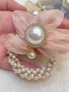 Ikat Rambut Karet Bunga Mutiara Korea Fairy Flower Rhinestone Pearl Korean Hair Tie Hair Rope