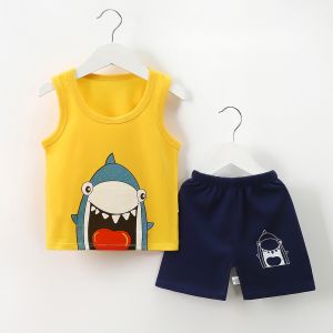 Bộ Đồ Mùa Hè Cotton Nguyên Chất Cho Bé Trai Và Bé Gái Quần Short Ngắn Áo Vest Trẻ Em Thời Trang Bộ Đồ Trẻ Em Thoải Mái Thoáng Khí
