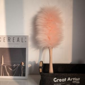 Static-Free Wool Ostrich Feather Duster Home Use Dust Removal Broom Bamboo Handle for Car Cleaning round Head Dust Brush