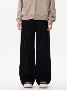 กางเกงยีนส์ทรงตรงสีดำ ทรงหลวม ทรงหลวม กางเกงขายาวทรงขากว้างสำหรับผู้ชายและผู้หญิง สไตล์ย้อนยุค CleanFit ทรงหลวม ทรงหลวม