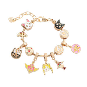 Bandai | Vòng Tay Mặt Trăng Dễ Thương Anime Sailor Moon Mặt Dây Chuyền Luna Hạt Mèo Đạo Cụ Cosplay Dây Chuyền Quà Tặng Cho Các Bé Gái Quà Tặng Tiệc Tùng Chất Liệu Hợp Kim