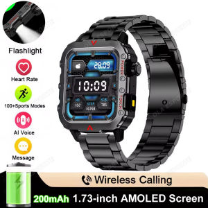 Men Smart Watch Flashlight IP68 Waterproof Compass Wireless Call Fitness Clock Multiple Sports Modes Smartwatch For Android IOS