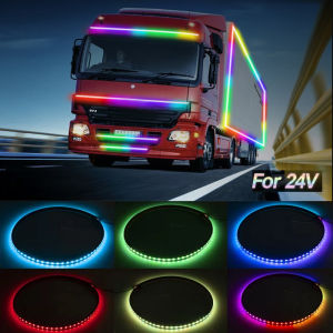 24V Strobe Running Streamer Led Light Strip For Car Van Truck Decoration Dynamic Colorful Atmosphere Lamp Flexible DRL