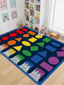 Kindergarten Reading Area Carpet Childrens Early Education Center Indoor Classroom Music Book Zone Logo Rectangular Mixed Fabric