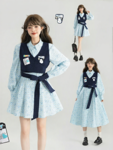 KEIKO | Đầm Gingham Phong Cách Thời Trang Cao Cấp Kiểu Hai Mảnh Đai Buộc Tại eo