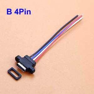JCD 1/2/5pcs USB Type C 2/4 Pin Waterproof Female Socket With Screw Hole DIY Cable 2P 4P USB-C Type-C Charging Port Connector