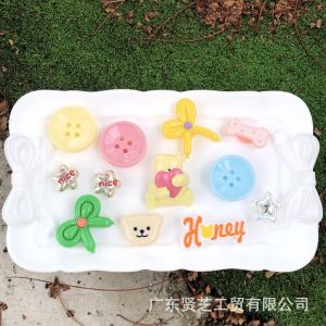 Crocs Jibbitz Charms Cartoon Teddy Bear Buttons Colorful Small Flower Shoe Buckles Detachable Shoe Decoration for Crocs