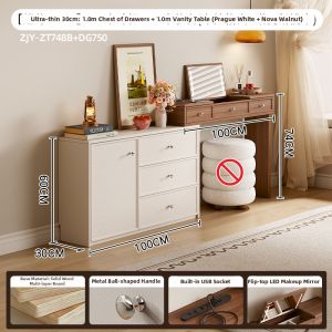 ZUNTONGGE | Small Bedroom Multifunctional Vanity with Mirror Wooden Corner Table