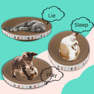 Reversible Cat Scratcher Board Large Round Plate Board Bed Toy 50CM High-Density Corrugated Paper Board