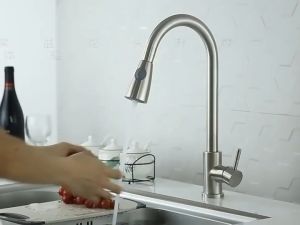304stainless steel Faucet Kitchen Basin Tap Stainless Steel Mixing Taps Swivel Pull Out Faucet