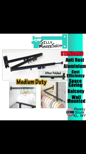 (Standard) Wall Mounted Retractable Foldable Clothes Drying Rack Space Saving Clothes Hanger for Balcony Living Room Bathroom