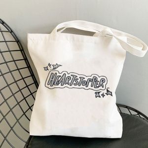 Heartstopper Túi Đeo Vai Vải Đồ Họa Túi Tote Túi Xách Bông Tai Kẹp Shopper Nữ Thân Thiện Với Môi Trường Công Suất Lớn Túi Tote Thông Thường Có In Hình Hoạt Hình