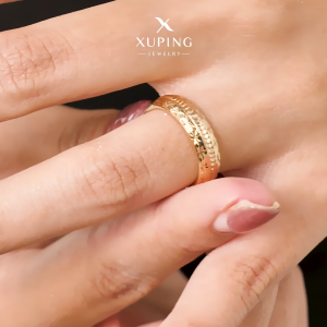 Xuping Cincin Kasual Wanita Lapis Emas Motif Ukir Bunga  0121250368