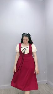 Đầm bigsize Nữ tiểu thư tôn dáng dễ thưởng vải thun ruby co giãn phối lụa xoa mềm mịn- G680