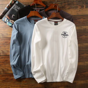 Washed Long Velvet Cotton round Neck Long Sleeve T-Shirt Mens Autumn Winter Fashion Comfortable Base Shirt Standard Fit T-Shirt