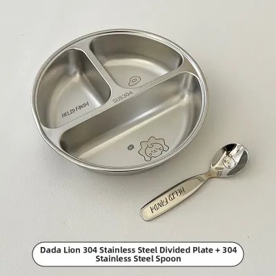 WODEBAIHUI | Food-Grade 304 Stainless Steel Divided Dinner Plate