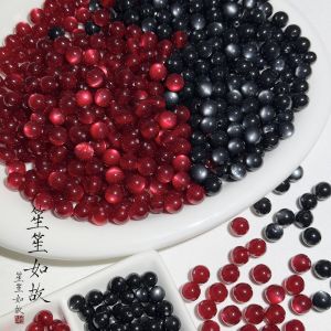 ลูกปัดคริสตัลตาแมวสีแดง ลูกปัดเรซินทำมือ DIY อุปกรณ์สร้อยข้อมือ เครื่องประดับ ลูกปัดแบบแยก
