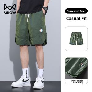 Miiow | Mens Ice Silk Casual Shorts Summer Thin Skin-friendly Breathable Loose Fashion Quick-drying Four-Five Split Workwear Pants