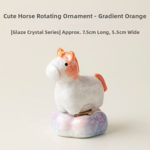 AMU·PIGGY | Crystalline Glaze Gradual Color Ceramic Spinning Decor Horse Shaped New Year Gift