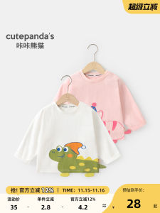 Spring Autumn Cartoon Long Sleeve T-Shirt Childrens Clothing for Boys And Girls Cute Panda Design Kids Base Shirt Trendy Top