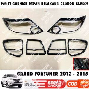 Paket Garnish Lampu Depan Belakang Grand Fortuner 2012 2013 2014 2015 Carbon Glossy