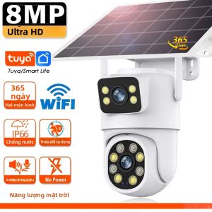 Camera Ngoài Trời Tuya Solar WiFi 8MP Camera Kép 4K Không Dây Xoay Chiều PTZ Bảo Mật Pin Tiết Kiệm Năng Lượng Phát Hiện Chuyển Động Hỗ Trợ Màn Hình Kép