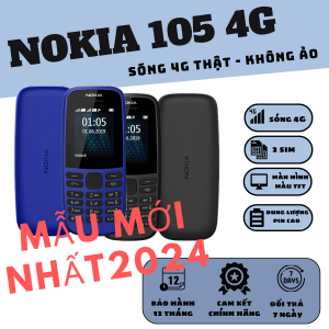 Điện Thoại No.kia 105 4G Chính Hãng  Sóng 4G Thật Mẫu Mới Nhất 2024 Máy 2 Sim Loa To Pin Bền Sóng Khỏe BH Chính Hãng 12 Tháng