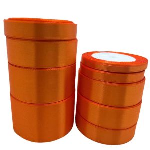 ริบบิ้นสีส้มเหลืองสำหรับตกแต่งคริสต์มาสแต่งงาน22เมตร/ม้วน (6/10/15/20/25/40/50มม.) โบว์สำหรับห่อของขวัญงานฝีมือแบบทำมือ