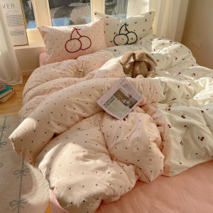 Cute Mixed Towel Stitch Bedding Set Four-Piece Quilt Cover Sheet Dormitory Three-Piece Bed Canopy Set Soft Washed Cotton Bedding