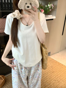 เสื้อยืดคอกลมแขนสั้นทรงหลวมสำหรับผู้หญิงไซส์ใหญ่ ทรงหลวม สไตล์ลำลอง ทรงเข้ารูป ฤดูร้อน ใหม่ เสื้อชั้นใน