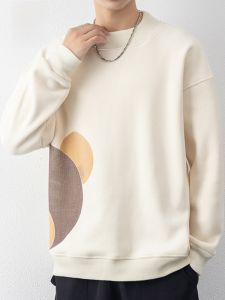 ROMON | Lormen Mens Thickened Fleece Sweatshirt Long Sleeve Round Neck Base Shirt Spring Autumn New Style Fashion Urban Casual Top