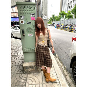 Turn up Short Sleeveless Splice Necklace Womens Summer Hot Girl Tank Top Commute Style  Shape Sandal Shape Pear Shape